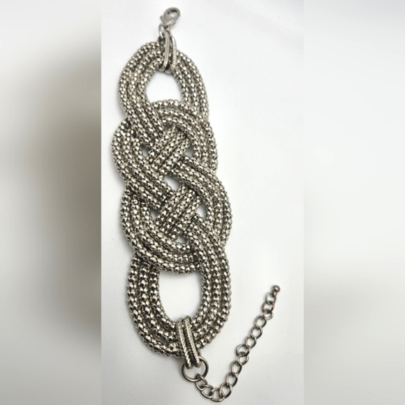 ๐ข3/$19๐ข Unique Popcorn Chain Braided Silver Tone Bracelet - Picture 3 of 7